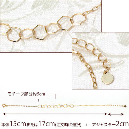 K18  Honeycomb　ハニカム チェーン ブレスレット　
