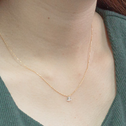 【LIMITED】【Natural】K18  フレームレス テーパー ダイヤモンドネックレス 3石 0.28ct　