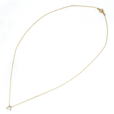【LIMITED】【Natural】K18  フレームレス テーパー ダイヤモンドネックレス 3石 0.28ct　