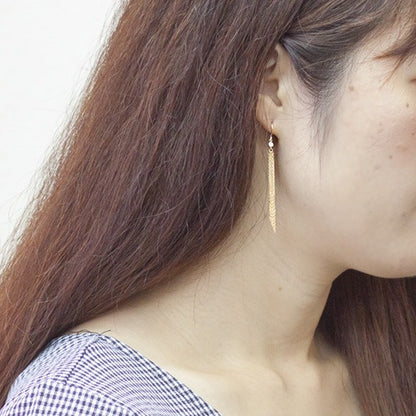 【Natural】K18 K10 ゴールド フリンジ タッセル チェーン ピアス　