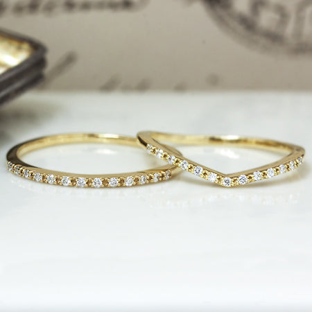 【Natural】K18 Line Ring ダイヤモンド ラインリング 0.05ct　