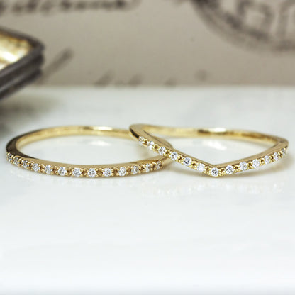 【Natural】K18 Line Ring ダイヤモンド ラインリング 0.05ct　