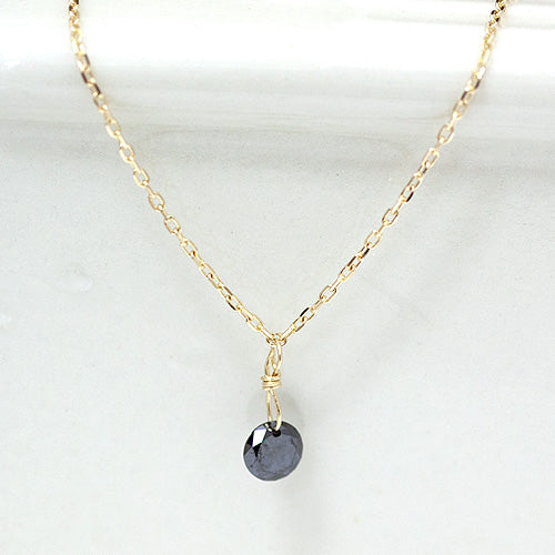 【LIMITED】【Natural】K18  ブラックダイヤ 一粒 ネックレス　