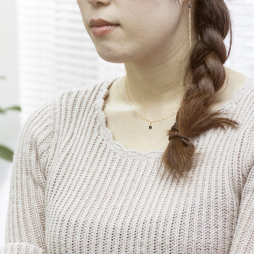 【LIMITED】【Natural】K18  ブラックダイヤ 一粒 ネックレス　