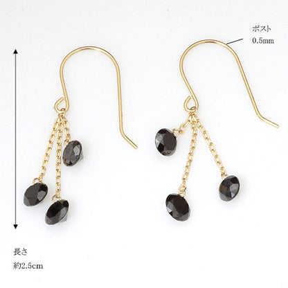 【LIMITED】【Natural】K18 フレームレス ブラックダイヤモンド ピアス 3石　