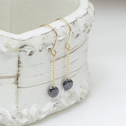 【LIMITED】【Natural】K18  ブラックダイヤモンド 穴あき フックピアス　