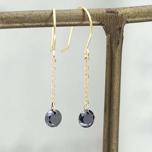 【LIMITED】【Natural】K18  ブラックダイヤモンド 穴あき フックピアス　