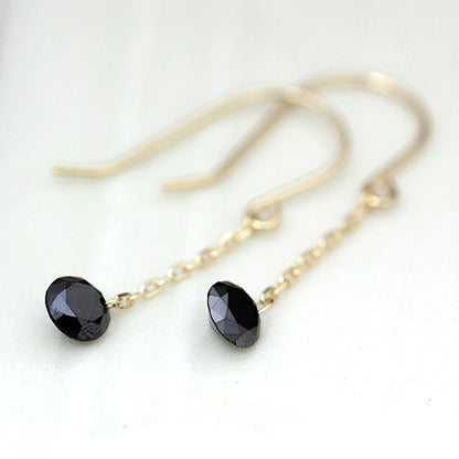 【LIMITED】【Natural】K18  ブラックダイヤモンド 穴あき フックピアス　