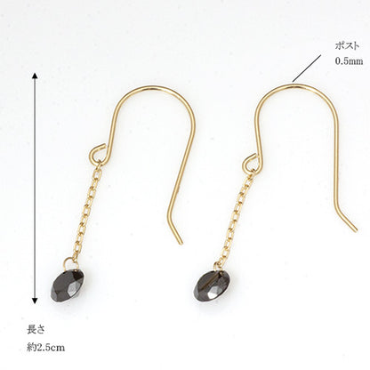【LIMITED】【Natural】K18  ブラックダイヤモンド 穴あき フックピアス　