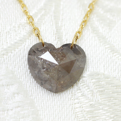 【LIMITED】【Natural】K18  グレイッシュ ナチュラルカラー ハートダイヤネックレス 0.97ct