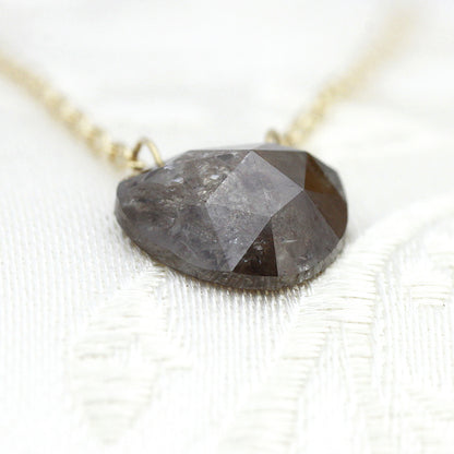 【LIMITED】【Natural】K18  グレイッシュ ナチュラルカラー ハートダイヤネックレス 0.97ct