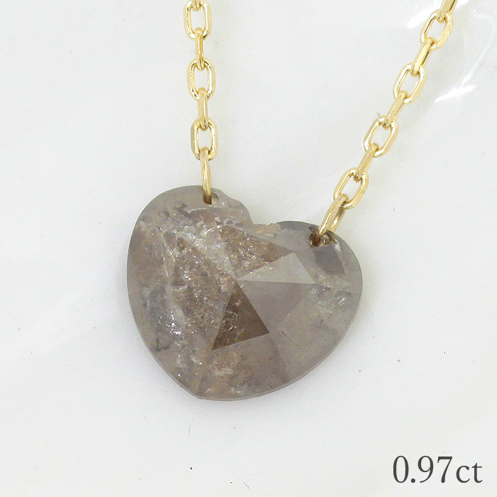 【LIMITED】【Natural】K18  グレイッシュ ナチュラルカラー ハートダイヤネックレス 0.97ct