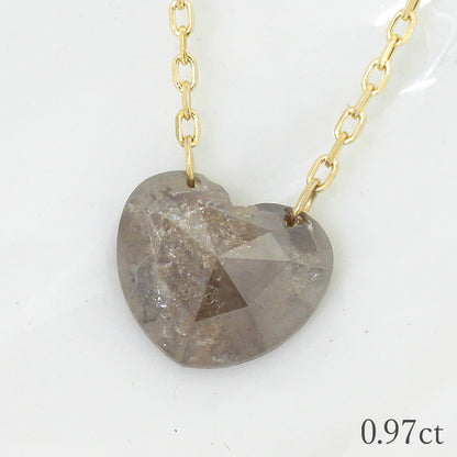 【LIMITED】【Natural】K18  グレイッシュ ナチュラルカラー ハートダイヤネックレス 0.97ct
