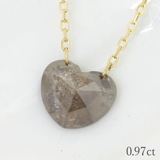 【LIMITED】【Natural】K18  グレイッシュ ナチュラルカラー ハートダイヤネックレス 0.97ct