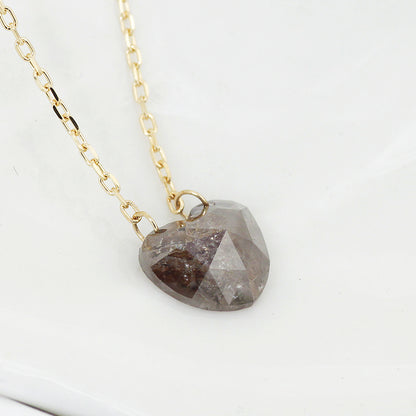 【LIMITED】【Natural】K18  グレイッシュ ナチュラルカラー ハートダイヤネックレス 0.97ct