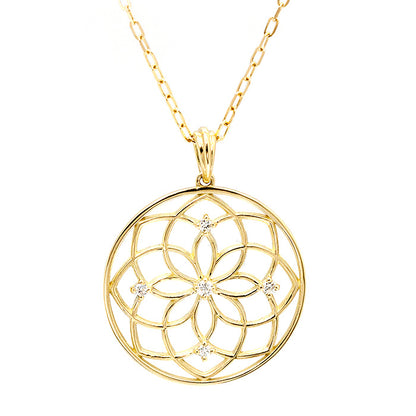 【Natural】K18  Loto ロート ダイヤモンド ペンダントトップ ロングネックレス 0.08ct　