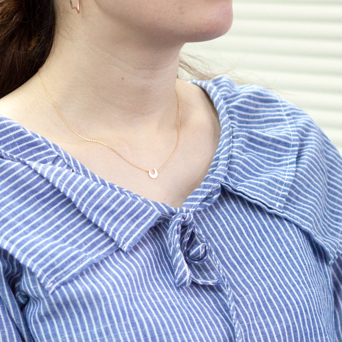 K10  オーダー イニシャルクレッセントネックレス　