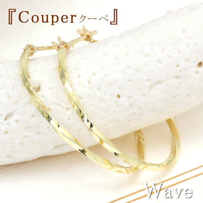 K18  Couper クーペ フープピアス  25mm Wave ウェーブ