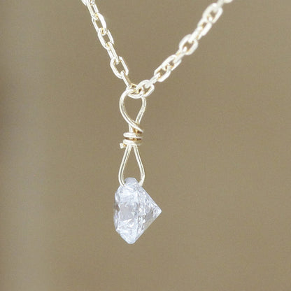 【LIMITED】【Natural】K18  フレームレス 一粒ダイヤ ネックレス 0.2ct　