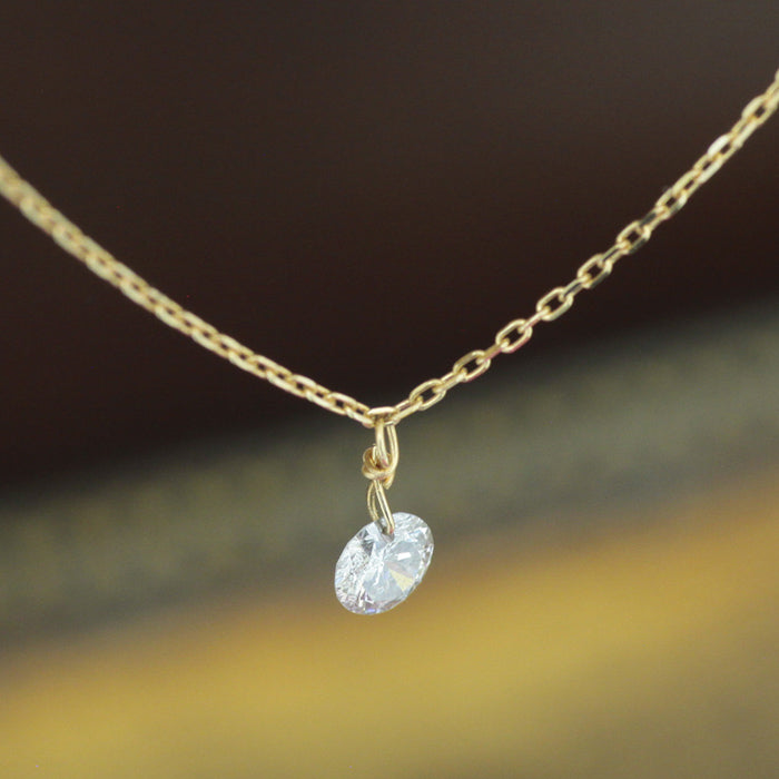 【LIMITED】【Natural】K18  フレームレス 一粒ダイヤ ネックレス 0.2ct　