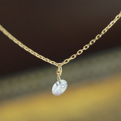 【LIMITED】【Natural】K18  フレームレス 一粒ダイヤ ネックレス 0.2ct　