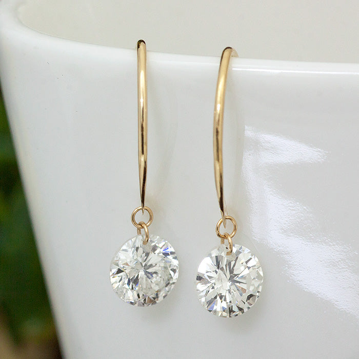 【Natural】K18  フレームレス ダイヤモンド フックピアス 0.86ct　