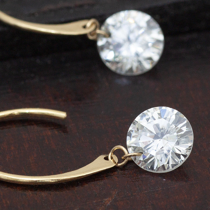 【Natural】K18  フレームレス ダイヤモンド フックピアス 0.86ct　