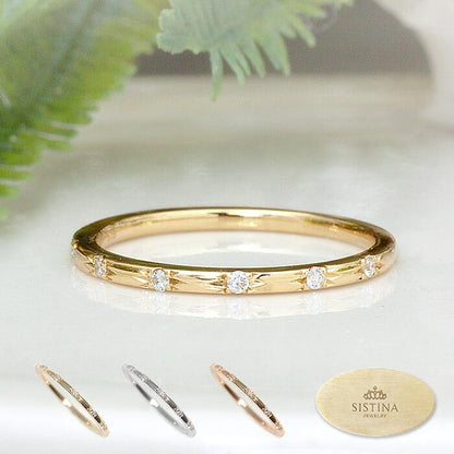 【Natural】K18  ピンキーリング ピュア 0.04ct　