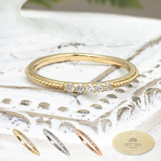 【Natural】K10  ピンキーリング ウィーン 0.05ct　