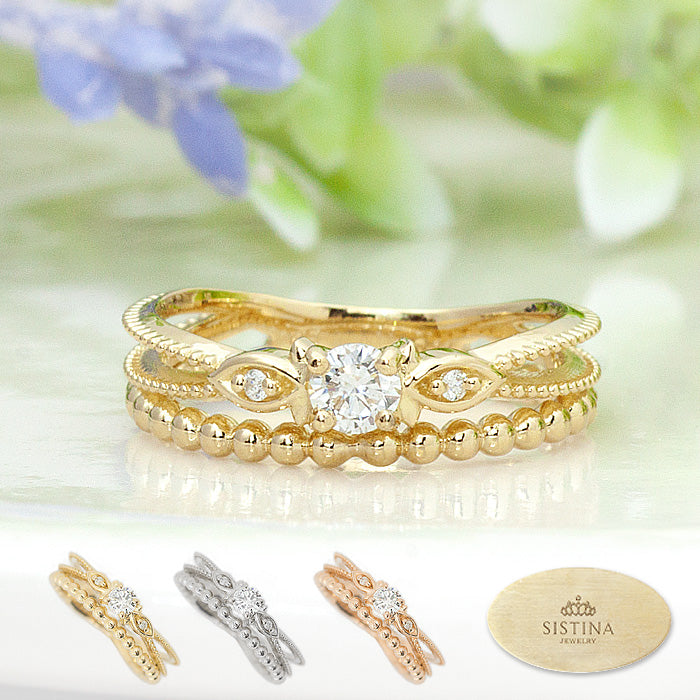 【Natural】K10  ピンキーリング アデル 0.11ct　