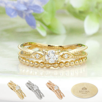 【Natural】K10  ピンキーリング アデル 0.11ct　