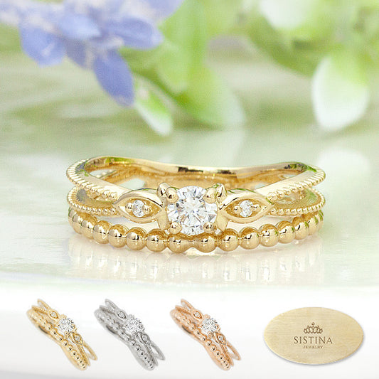 【Natural】K18  ピンキーリング  アデル  0.11ct　