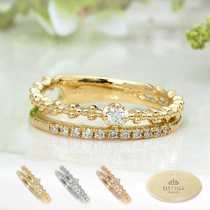 【Natural】K18  ピンキーリング ウィンク 0.08ct　