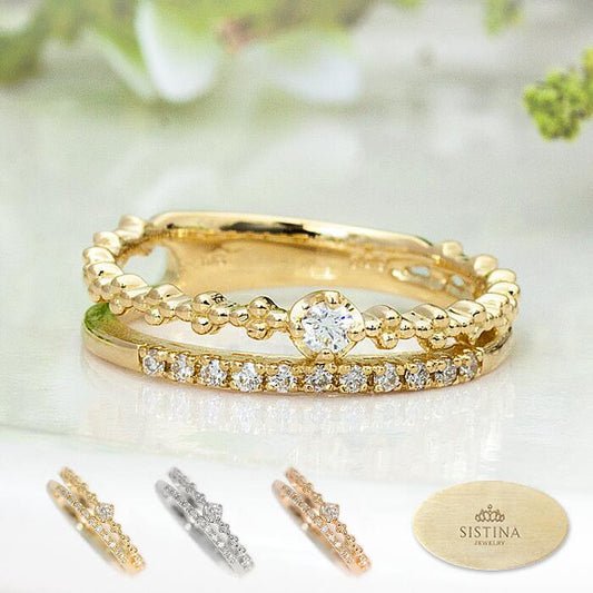 【Natural】K18  ピンキーリング ウィンク 0.08ct　