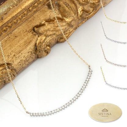 【Natural】K18  ダイヤラインネックレス　0.3ct　