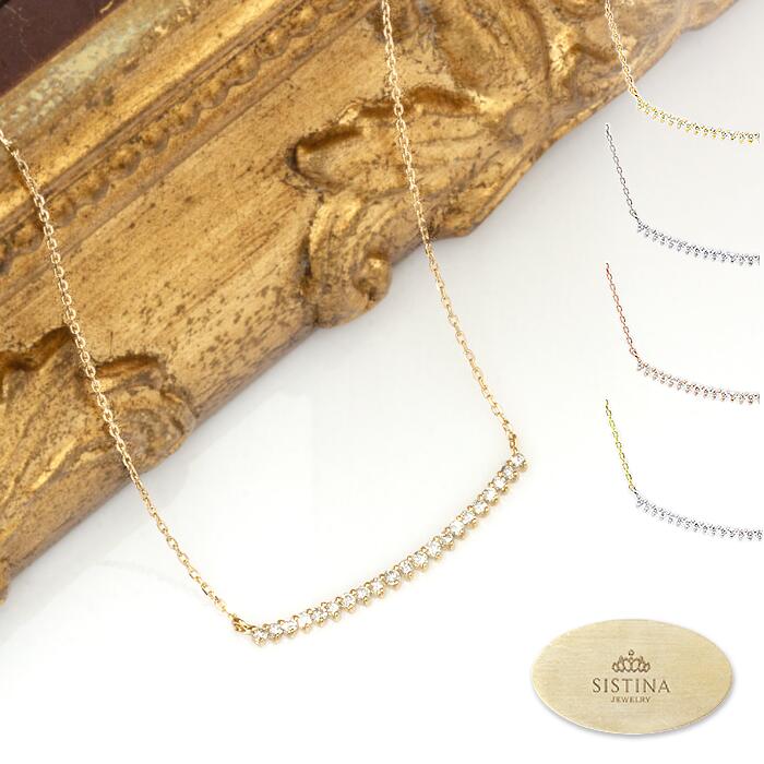 【Natural】K18  ダイヤラインネックレス　0.2ct　