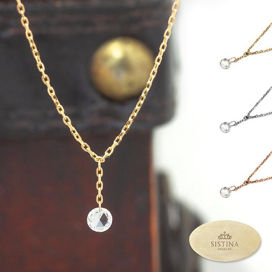 【Natural】K10  ローズカット フレームレスネックレス 0.10ct　
