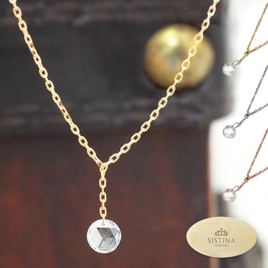 【Natural】K18  ローズカット フレームレスネックレス 0.2ct　