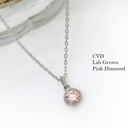 【ALTRO】プラチナ ラボグロウンダイヤ ピンクダイヤ 0.2ct 一粒 ダイヤ ネックレス