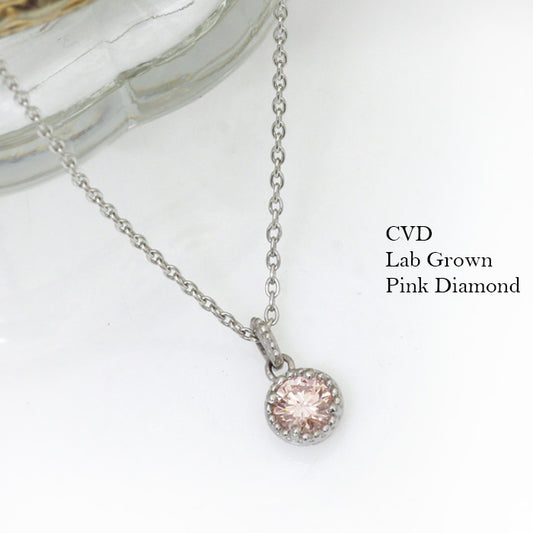 【ALTRO】プラチナ ラボグロウンダイヤ ピンクダイヤ 0.2ct 一粒 ダイヤ ネックレス