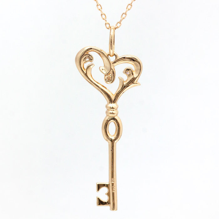 【Natural】LiLiNa K10 KEY to L ハート キー ペンダント 0.02ct