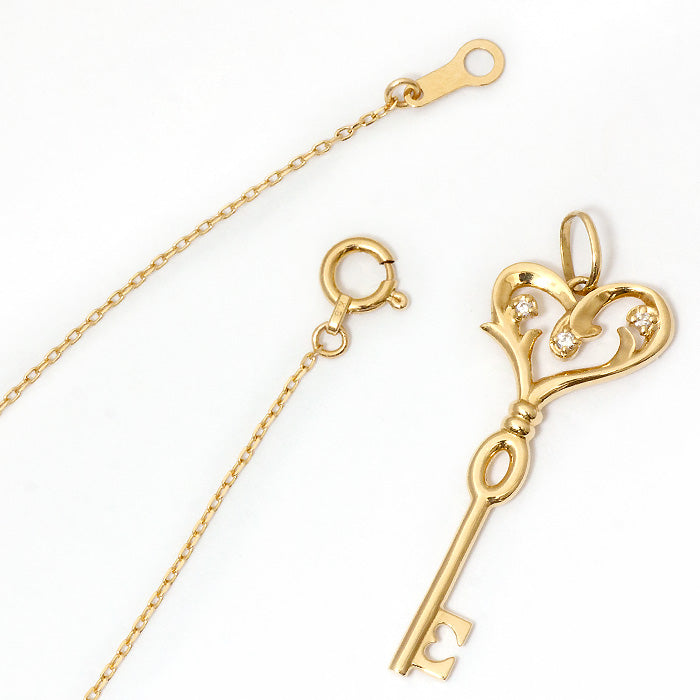 【Natural】LiLiNa K10 KEY to L ハート キー ペンダント 0.02ct