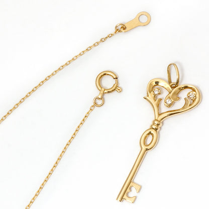【Natural】LiLiNa K10 KEY to L ハート キー ペンダント 0.02ct
