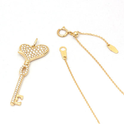 【Natural】LiLiNa K10 KEY to L  ハート キー パヴェ ダイヤ ペンダント 0.5ct