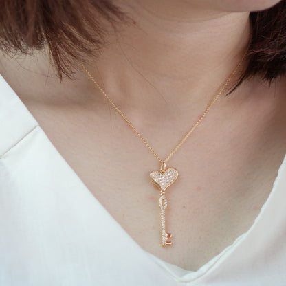 【Natural】LiLiNa K10 KEY to L  ハート キー パヴェ ダイヤ ペンダント 0.5ct