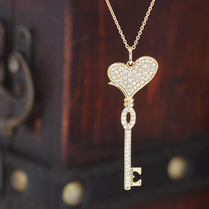 【Natural】LiLiNa K10 KEY to L  ハート キー パヴェ ダイヤ ペンダント 0.5ct