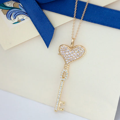 【Natural】LiLiNa K10 KEY to L  ハート キー パヴェ ダイヤ ペンダント 0.5ct