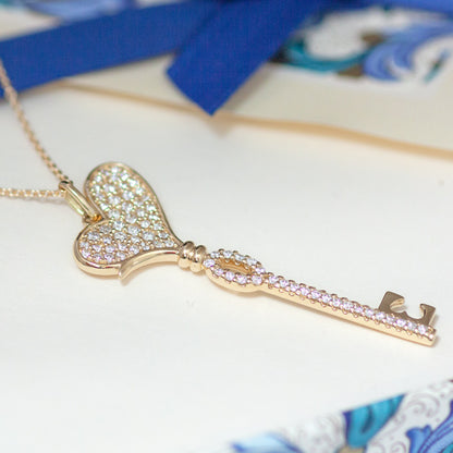 【Natural】LiLiNa K10 KEY to L  ハート キー パヴェ ダイヤ ペンダント 0.5ct