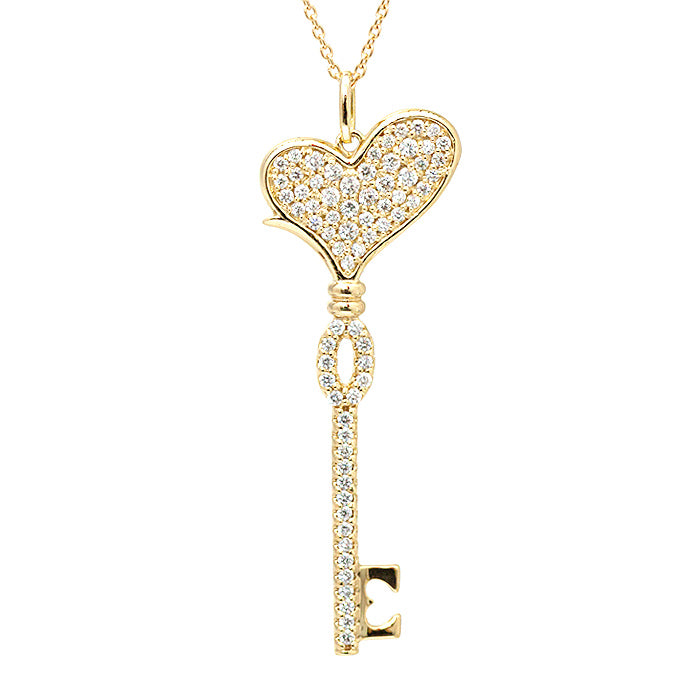 【Natural】LiLiNa K10 KEY to L  ハート キー パヴェ ダイヤ ペンダント 0.5ct