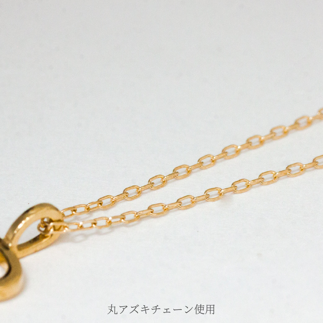 【Natural】K18  ワンポイントダイヤ付き イニシャル ネックレス　